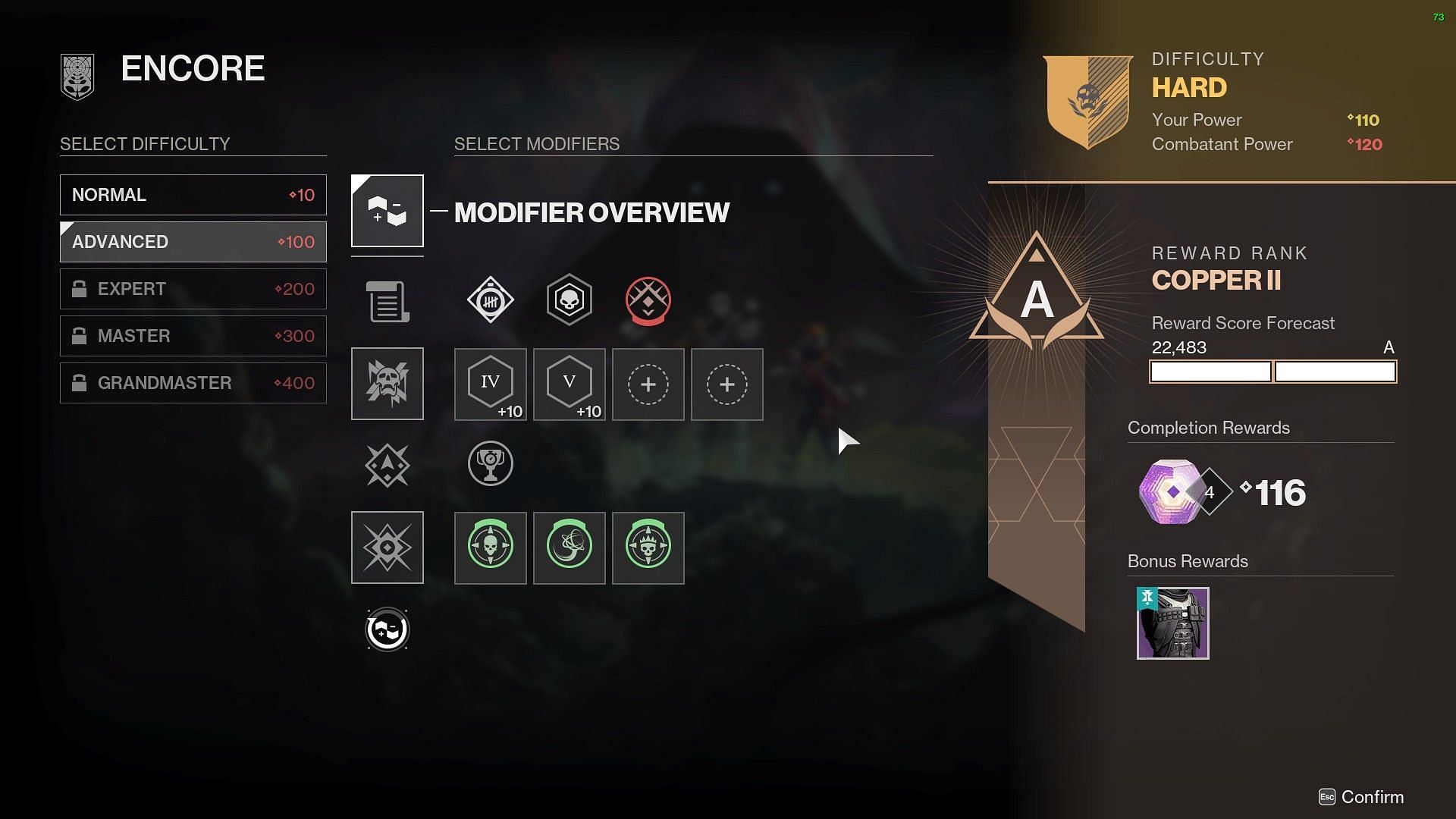 A grade after modifying the activity (Image via Bungie)